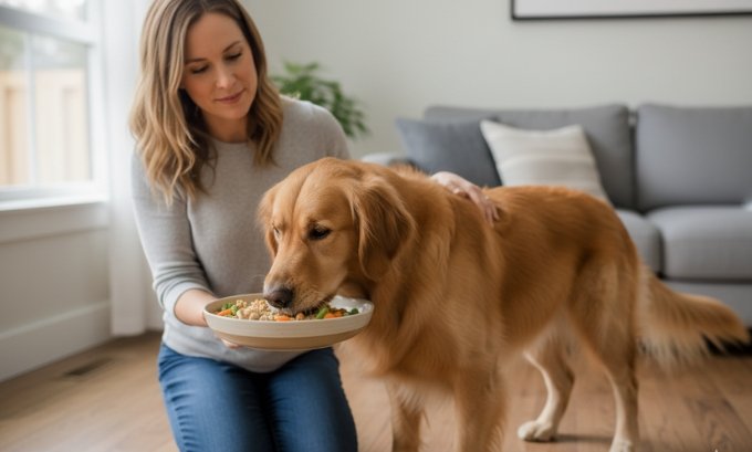 Feeding a dog nutritious food for better health